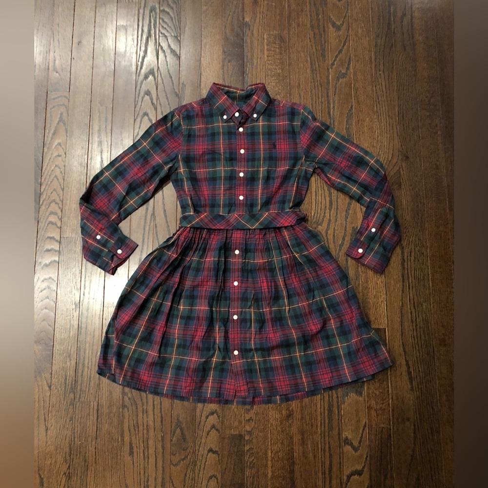 Polo Ralph Lauren Girls 12 Red/Blue/Green Tartan Plaid Collared Shirt Dress - Picture 2 of 10